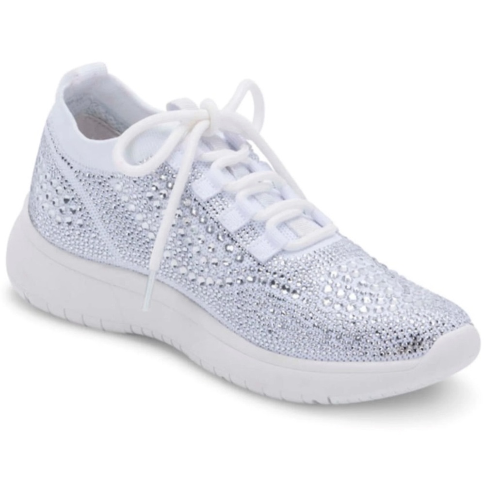 Blondo Kanon Waterproof Rhinestone Sneakers Size 7 Silver White Sparkle